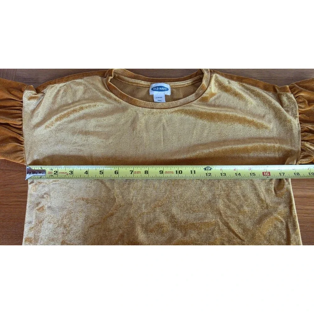 Old Navy Girl's Velvet Ruffled Short Sleeve Yellow Top Size L (10-12)